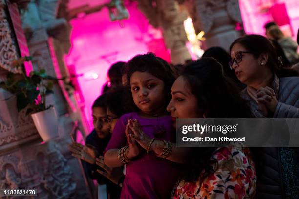 Diwali is celebrated at the BAPS Shri Swaminarayan Mandir on October 27, 2019 in London, England. Diwali, which marks the start of the Hindu New...