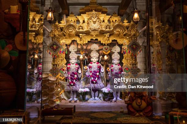 Diwali is celebrated at the BAPS Shri Swaminarayan Mandir on October 27, 2019 in London, England. Diwali, which marks the start of the Hindu New...