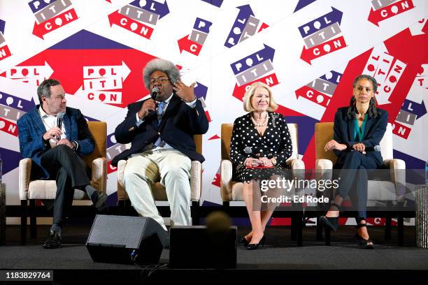 David Frum, Elie Mystal, Jill Wine-Banks and Maya Wiley speak onstage during day 2 of Politicon 2019 at Music City Center on October 27, 2019 in...