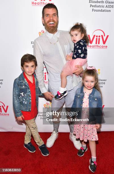 Perez Hilton and family attend the 30th Annual A Time For Heroes Family Festival at Smashbox Studios on October 27, 2019 in Culver City, California.