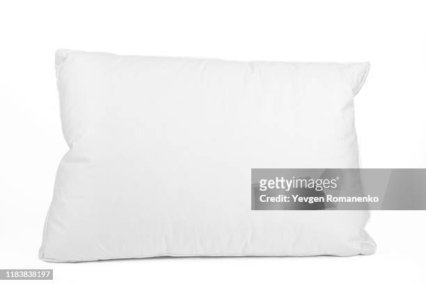 blank pillow isolated on white background. empty cushion for your design. - white bed stockfoto's en -beelden