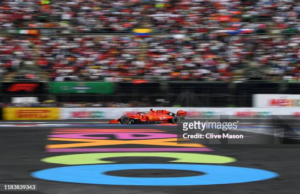 Sebastian Vettel of Germany driving the Scuderia Ferrari SF90 on track during the F1 Grand Prix of Mexico at Autodromo Hermanos Rodriguez on October...