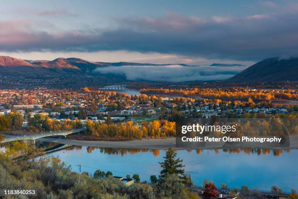 autumn sunrise over kamloops #3 - thompson okanagan region british columbia stock pictures, royalty-free photos & images