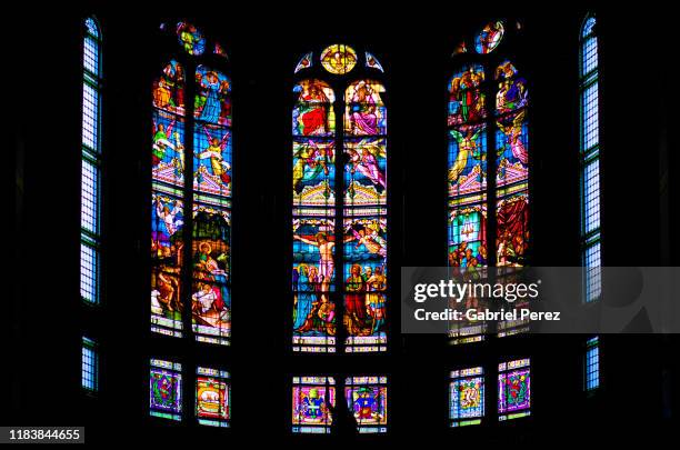 stained glass windows - the crucifixion stock pictures, royalty-free photos & images