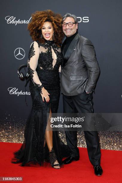 Khadra Sufi and Musician Mousse T. Arrive for the 71st Bambi Awards at Festspielhaus Baden-Baden on November 21, 2019 in Baden-Baden, Germany.