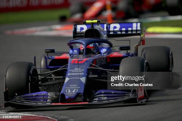 Pierre Gasly of France driving the Scuderia Toro Rosso STR14 Honda on track during the F1 Grand Prix of Mexico at Autodromo Hermanos Rodriguez on...