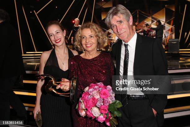 Daughter Lilian Schiffer, Michaela May with award and her husband Bernd Schadewald during the 71st Bambi Awards final applause at Festspielhaus...