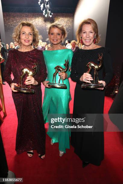 Michaela May, Uschi Glas, Gaby Dohm with award during the 71th Bambi Awards winners board at Festspielhaus Baden-Baden on November 21, 2019 in...