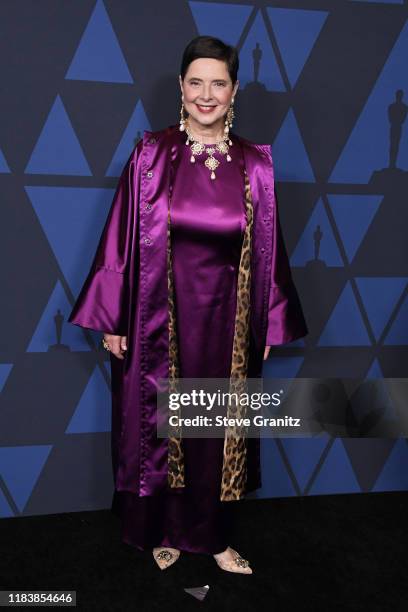 Isabella Rossellini attends the Academy Of Motion Picture Arts And Sciences' 11th Annual Governors Awards at The Ray Dolby Ballroom at Hollywood &...