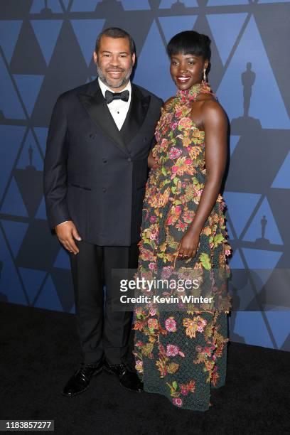 Jordan Peele and Lupita Nyong'o attend the Academy Of Motion Picture Arts And Sciences' 11th Annual Governors Awards at The Ray Dolby Ballroom at...
