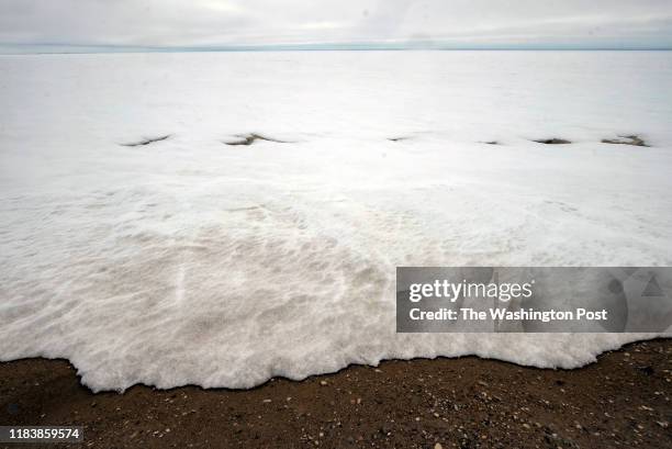 The shoreline at Teshekpuk Lake in North Slope Borough, AK on May 26, 2019. The lake is the largest in Arctic Alaska. It is a significant location...