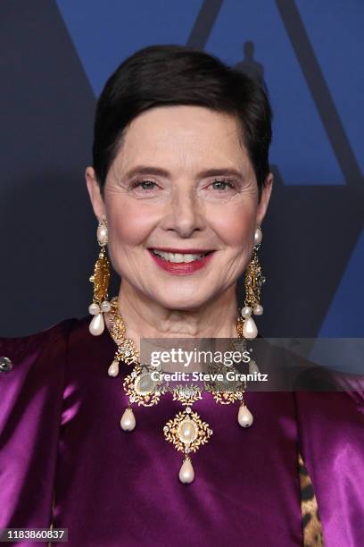 Isabella Rossellini attends the Academy Of Motion Picture Arts And Sciences' 11th Annual Governors Awards at The Ray Dolby Ballroom at Hollywood &...