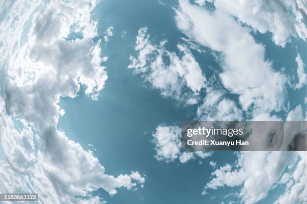 clouds in blue sky （fisheye lens） - fish eye lens stockfoto's en -beelden