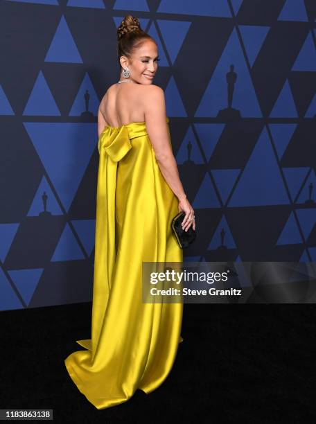 Jennifer Lopez arrives at the Academy Of Motion Picture Arts And Sciences' 11th Annual Governors Awards at The Ray Dolby Ballroom at Hollywood &...