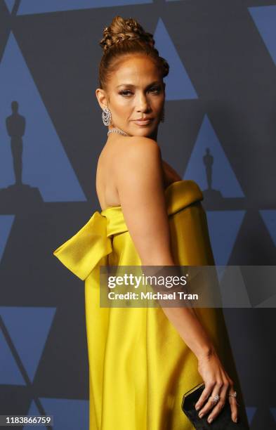 Jennifer Lopez arrives to the Academy of Motion Picture Arts and Sciences' 11th Annual Governors Awards held at The Ray Dolby Ballroom at Hollywood &...