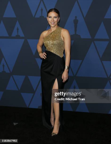 Scarlett Johansson arrives to the Academy of Motion Picture Arts and Sciences' 11th Annual Governors Awards held at The Ray Dolby Ballroom at...