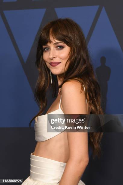 Dakota Johnson attends the Academy Of Motion Picture Arts And Sciences' 11th Annual Governors Awards at The Ray Dolby Ballroom at Hollywood &...