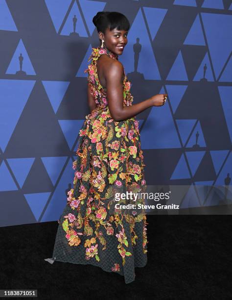 Lupita Nyong'o arrives at the Academy Of Motion Picture Arts And Sciences' 11th Annual Governors Awards at The Ray Dolby Ballroom at Hollywood &...