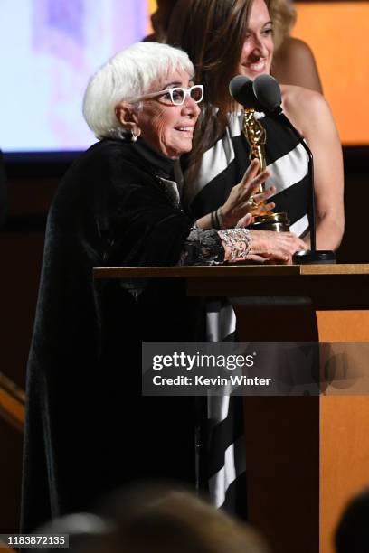 Lina Wertmüller speaks onstage during the Academy Of Motion Picture Arts And Sciences' 11th Annual Governors Awards at The Ray Dolby Ballroom at...