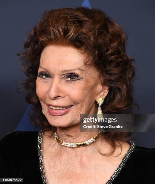 Sophia Loren arrives at the Academy Of Motion Picture Arts And Sciences' 11th Annual Governors Awards at The Ray Dolby Ballroom at Hollywood &...