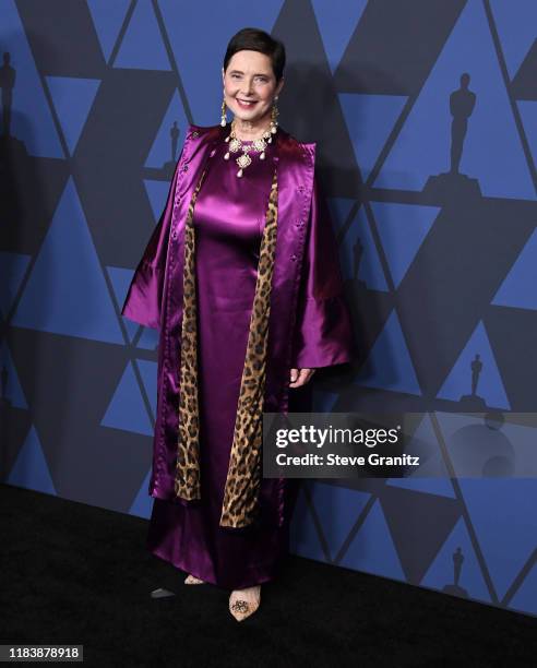Isabella Rossellini arrives at the Academy Of Motion Picture Arts And Sciences' 11th Annual Governors Awards at The Ray Dolby Ballroom at Hollywood &...