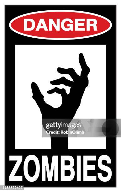 danger zombies hand sign - monster hand reaching stock illustrations