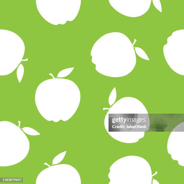 green apple pattern silhouette - golden delicious apple stock illustrations
