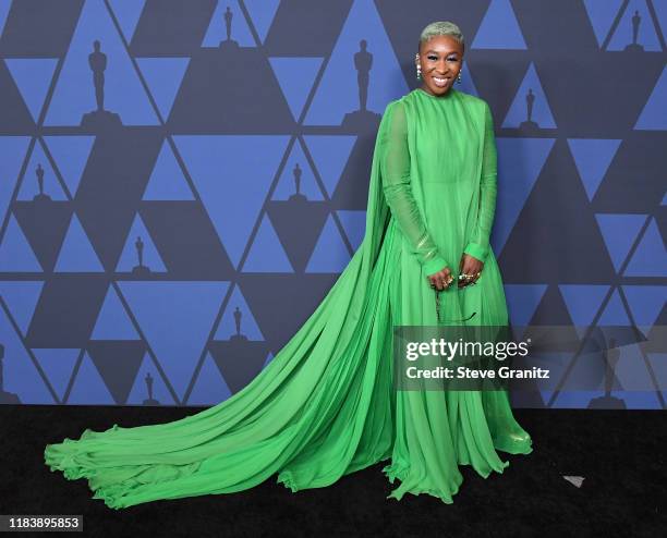 Cynthia Erivo arrives at the Academy Of Motion Picture Arts And Sciences' 11th Annual Governors Awards at The Ray Dolby Ballroom at Hollywood &...