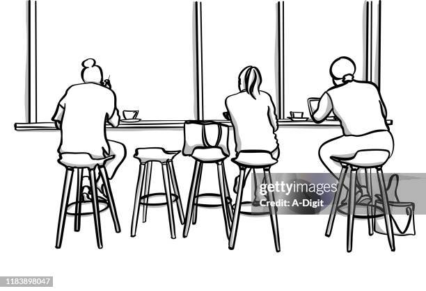 coffee shop studies daydream - bar area stock illustrations