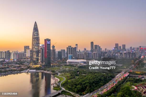 黃昏時分的深圳灣公園，中國 - shenzhen 個照片及圖片檔