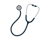 Flat cartoon style Stethoscope icon. Healthcare logo image. Vector illustration. Isolated on white background.