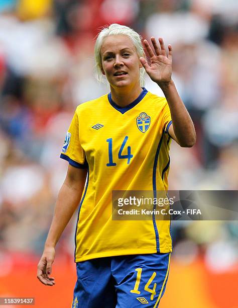 Josefine Oqvist of Sweden during the FIFA Women's World Cup 2011 Group C match between North Korea and Sweden at FIFA World Cup Stadium Augsburg on...