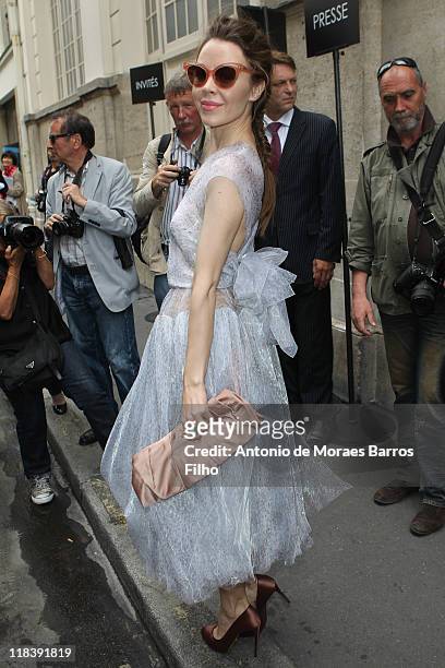 Ulyana Sergeenko arrives for the Azzedine Alaia Haute Couture Fall/Winter 2011/2012 show as part of Paris Fashion Week on July 7, 2011 in Paris,...