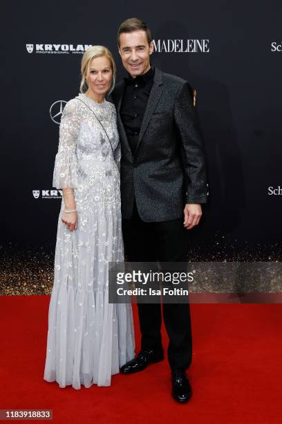 German presenter Kai Pflaume and his wife Ilke Pflaume arrive for the 71st Bambi Awards at Festspielhaus Baden-Baden on November 21, 2019 in...