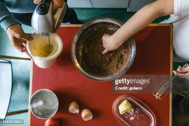 tasting sweet dough - cake from above stock pictures, royalty-free photos & images