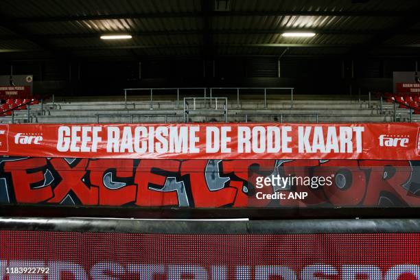 Geef Racisme de rode kaart during the Dutch Keuken Kampioen Divisie match between sbv Excelsior Rotterdam v FC Volendam at Van Donge & De Roo stadium...