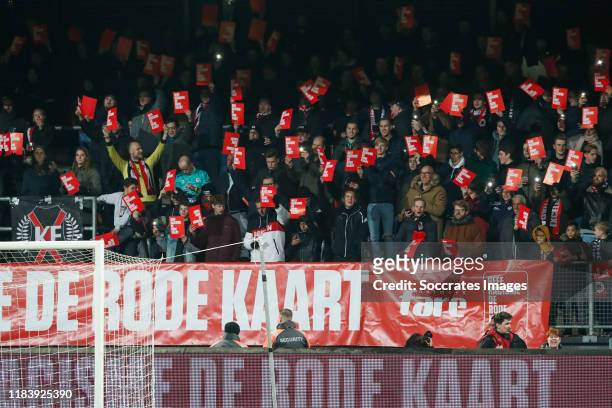 Supporters, Geef Racism de Rode Kaart, #saynotoracism during the Dutch Keuken Kampioen Divisie match between Excelsior v FC Volendam at the Van Donge...
