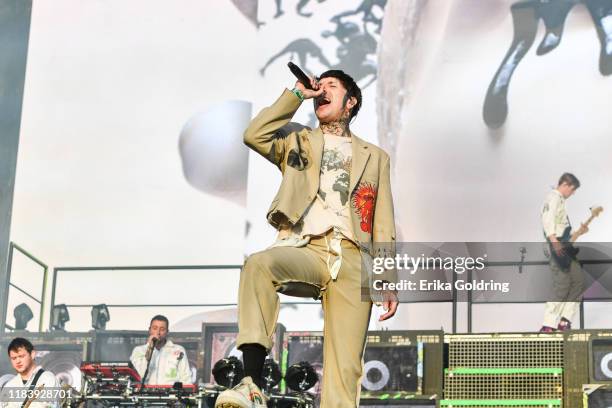 Oliver Sykes of Bring Me The Horizon performs during Voodoo Music & Arts Experience at City Park on October 27, 2019 in New Orleans, Louisiana.