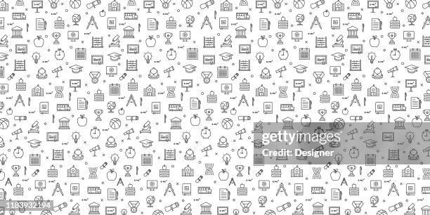set of education icons vector pattern design - computer classroom stock illustrations