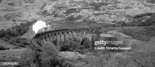 glenfinnan viaduct - scotland - history and progress of the steam engine stock pictures, royalty-free photos & images
