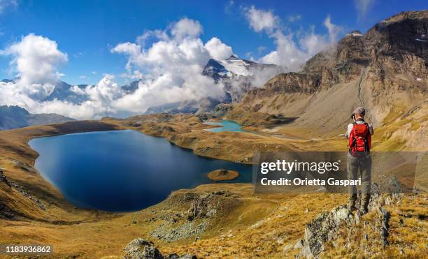 nivolet pass, gran paradiso nationaal park-italië - piemonte stockfoto's en -beelden