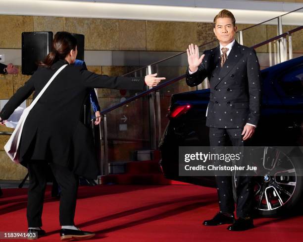 Hong Kong singer and actor Aaron Kwok arrives at the opening ceremony of Tokyo International Film Festival 2019 at Roppongi Hills on October 28, 2019...