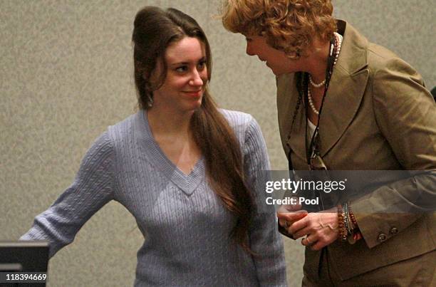 Casey Anthony enters the courtroom with her attorney Dorothy Clay Sims for her sentencing hearing on charges of lying to a law enforcement officer at...