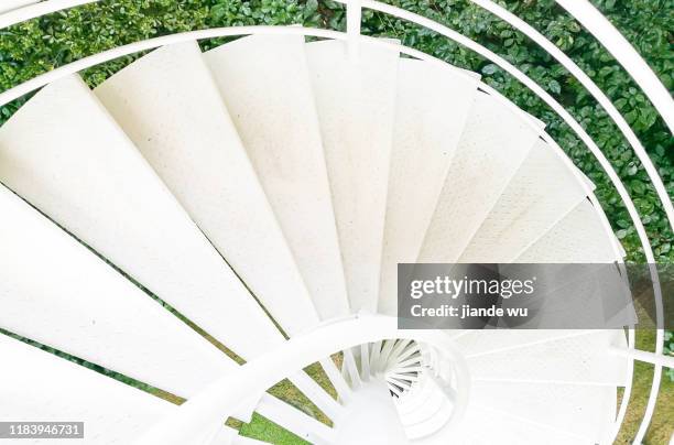 spiral staircase - bent ladder stock pictures, royalty-free photos & images