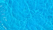 blue ripple water in swimming pool. surface of water in blue texture background. top view and copy space for summer vacation.
