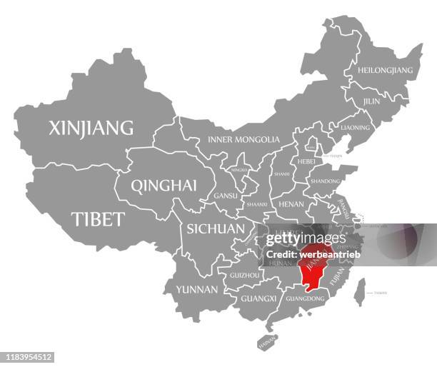 Jiangxi Red Highlighted In Map Of China High Res Vector Graphic Getty Jiangxi Red Highlighted In Map Of China 