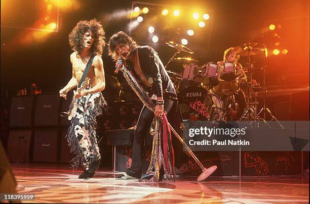 Joe Perry and Steven Tyler of Aerosmith on 7/1/93 in Chicago, Il.