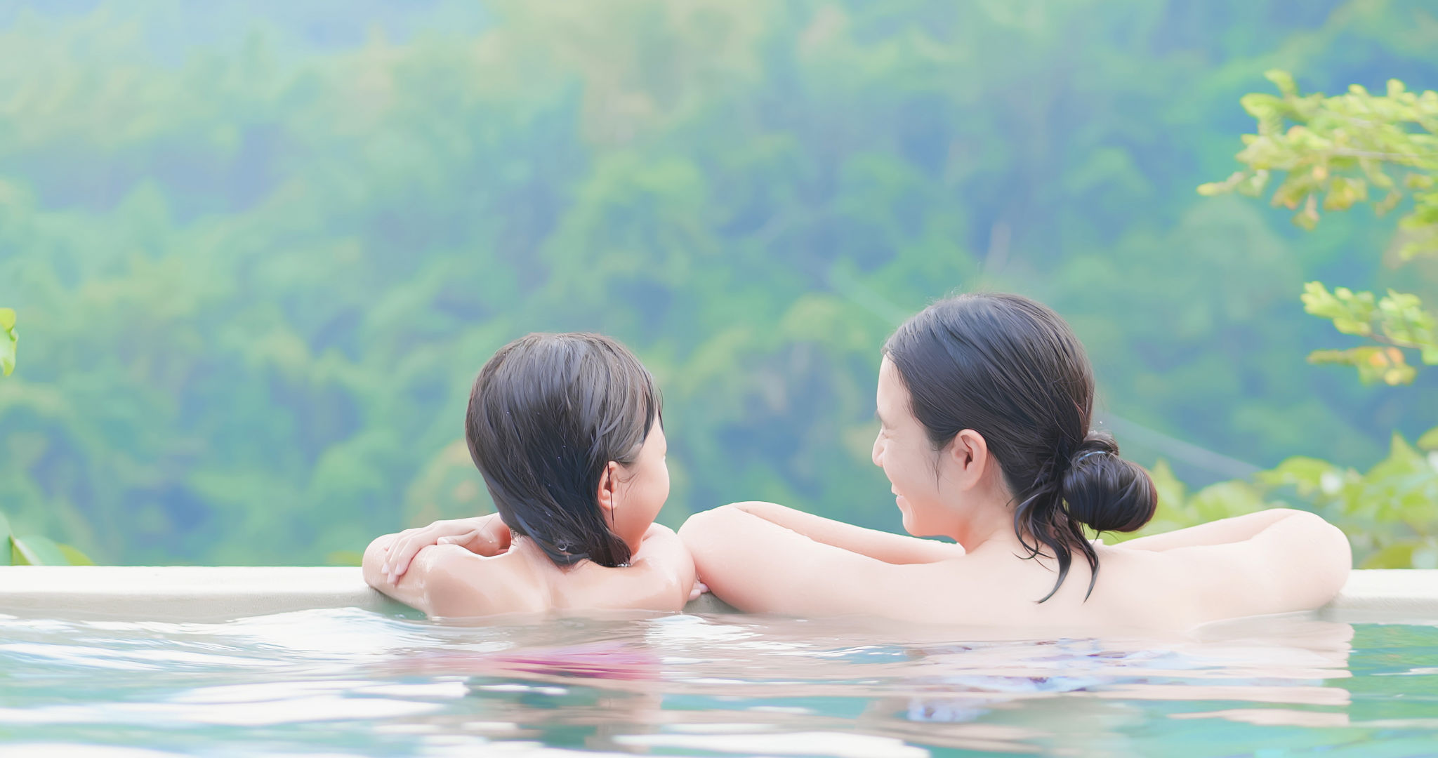 family using hot water