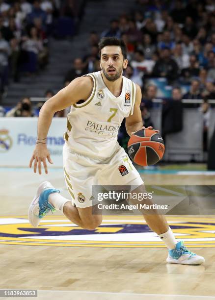 Facundo Campazzo, #7 of Real Madrid in action during the 2019/2020 Turkish Airlines EuroLeague Regular Season Round 10 match between Real Madrid and...