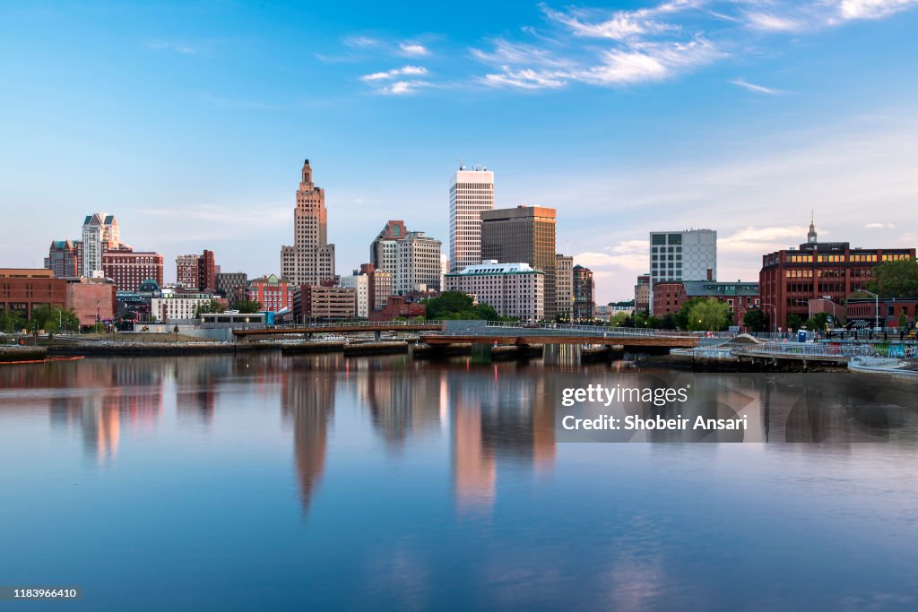 Panoramic view of Providence Skyline at Sunrise, Rhode Island